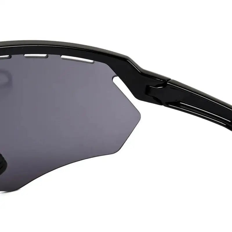 Aero | Black Extra-Large Half Rim Shield Sports Sunglasses for Men & Women [UV-protected]