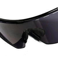 Aero | Black Extra-Large Half Rim Shield Sports Sunglasses for Men & Women [UV-protected]