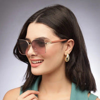 Aethera Brown Oversized Full Rim Rectangle Sunglasses for Women — Hashtag Eyewears