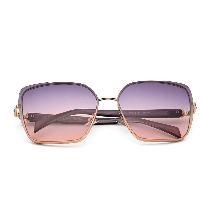 Aethera Golden Oversized Full Rim RECTANGLE Sunglasses for Women — Hashtag Eyewears