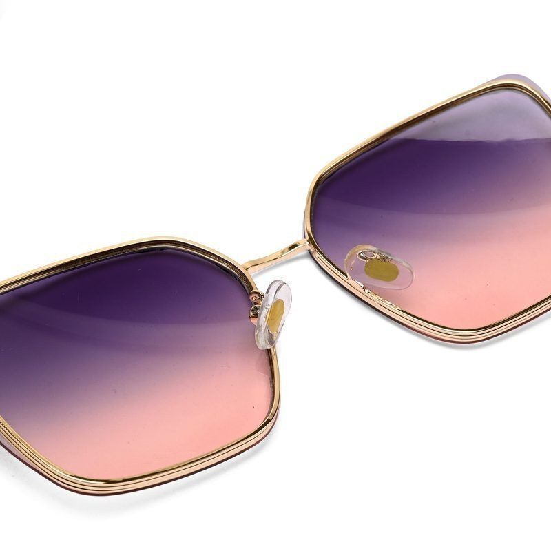 Aethera Golden Oversized Full Rim RECTANGLE Sunglasses for Women — Hashtag Eyewears