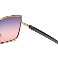Aethera Golden Oversized Full Rim RECTANGLE Sunglasses for Women — Hashtag Eyewears