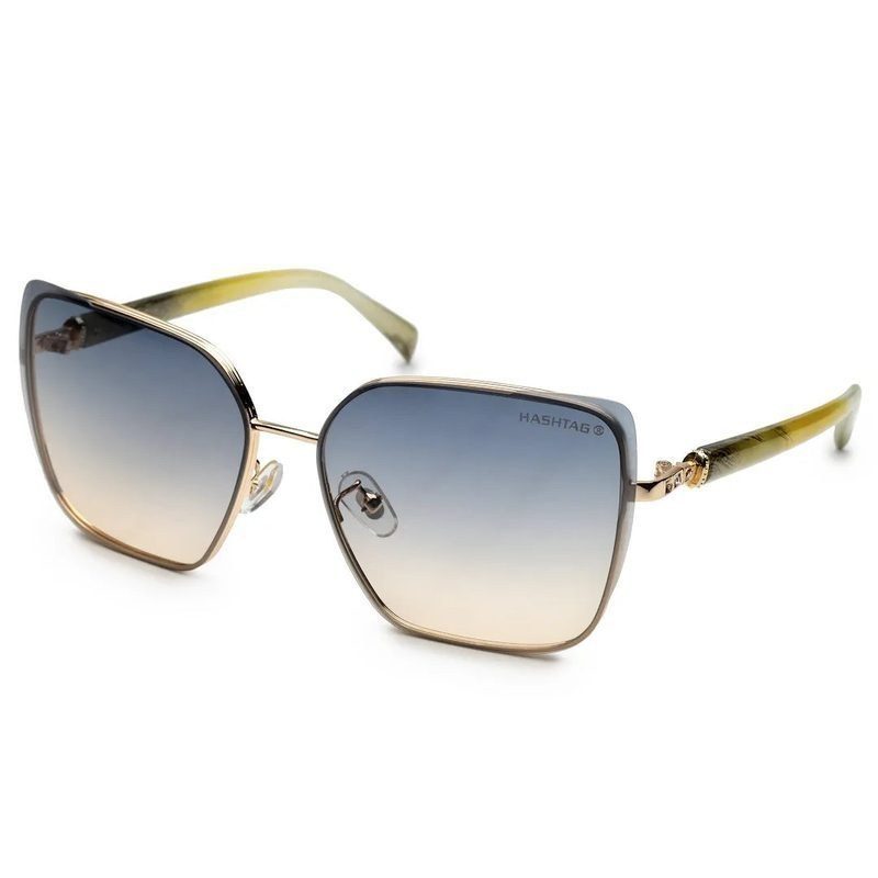 Aethera Gradient Blue & Pink Oversized Full Rim Rectangle Sunglasses for Women — Hashtag Eyewears