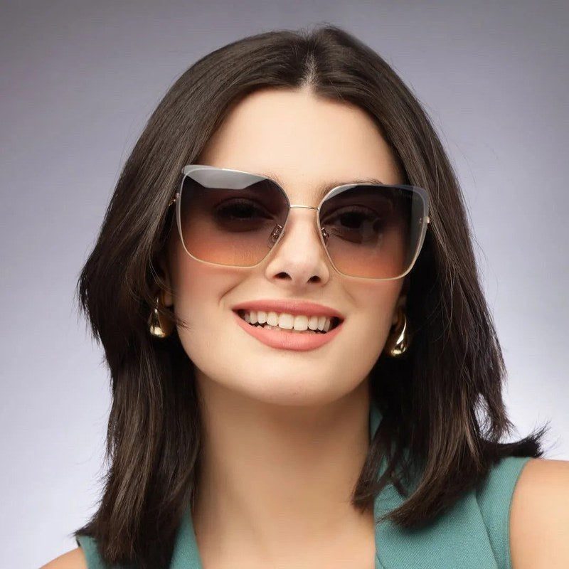 Aethera Gradient Blue & Pink Oversized Full Rim Rectangle Sunglasses for Women — Hashtag Eyewears