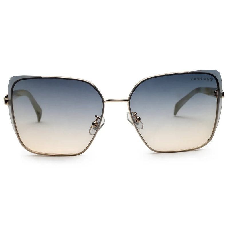 Aethera Gradient Blue & Pink Oversized Full Rim Rectangle Sunglasses for Women — Hashtag Eyewears