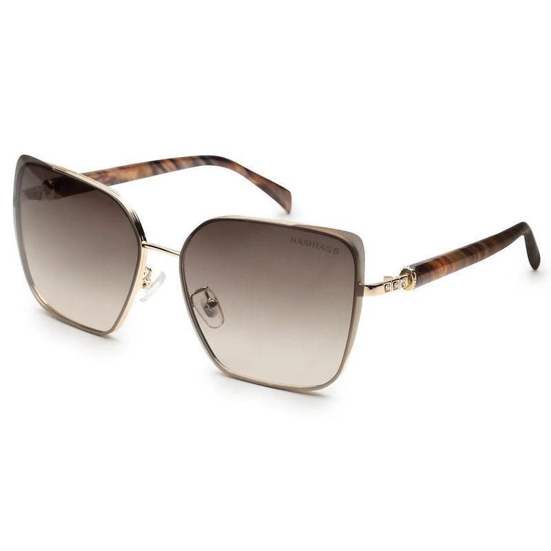 Aethera Gradient Brown Oversized Full Rim Rectangle Sunglasses for Women — Hashtag Eyewears