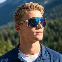 Swift | Transparent Large Full Rim Visor Sports Sunglasses for Men & Women [Mirrored]