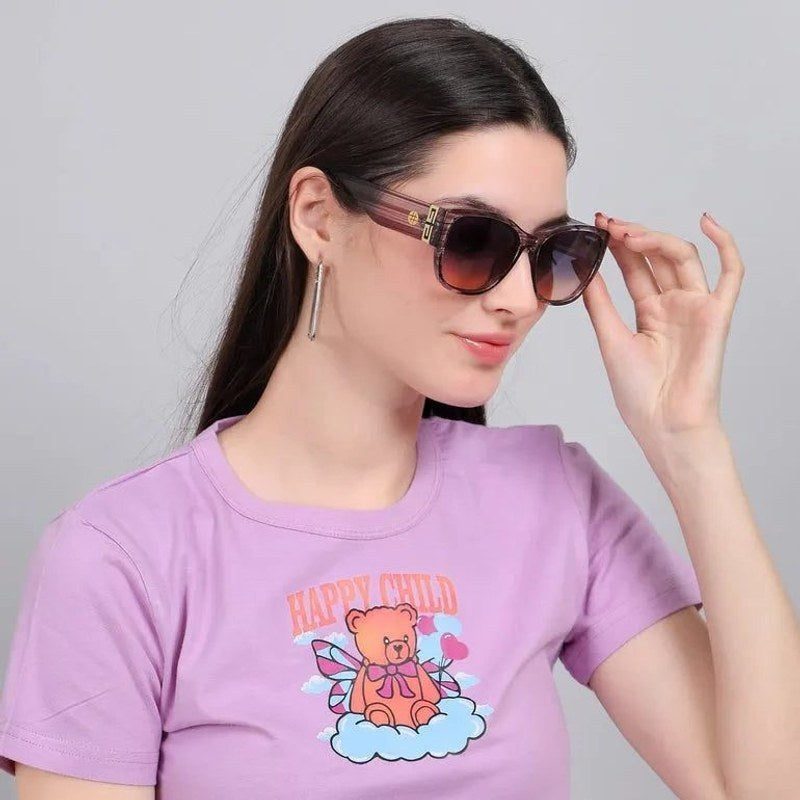 Analog Transparent Blue Texture and Gold Medium Full Rim Oval Sunglasses for Men & Women — Hashtag Eyewears