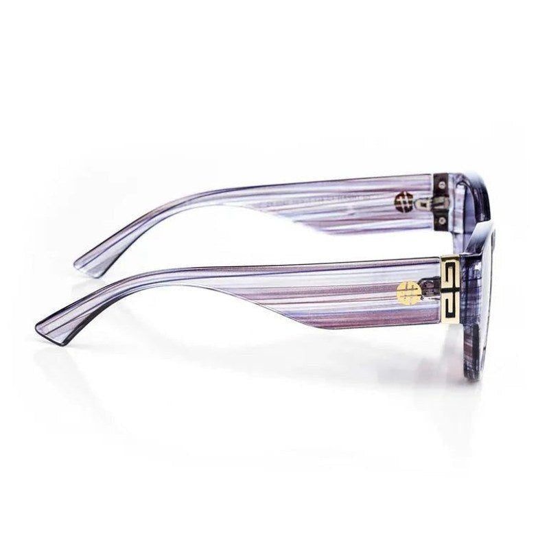 Analog Transparent Blue Texture and Gold Medium Full Rim Oval Sunglasses for Men & Women — Hashtag Eyewears