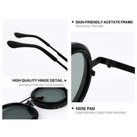 APERTURE Black Large Full Rim Round Sunglasses for Men & Women — Hashtag Eyewears