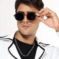 APERTURE Black Large Full Rim Round Sunglasses for Men & Women — Hashtag Eyewears