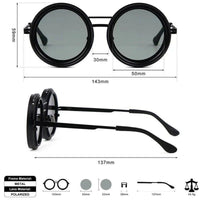 APERTURE Black Large Full Rim Round Sunglasses for Men & Women — Hashtag Eyewears