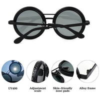 APERTURE Black Large Full Rim Round Sunglasses for Men & Women — Hashtag Eyewears