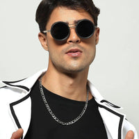 APERTURE Golden & Black Large Full Rim Round Sunglasses for Men & Women — Hashtag Eyewears