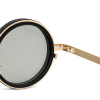 APERTURE Golden & Black Large Full Rim Round Sunglasses for Men & Women — Hashtag Eyewears