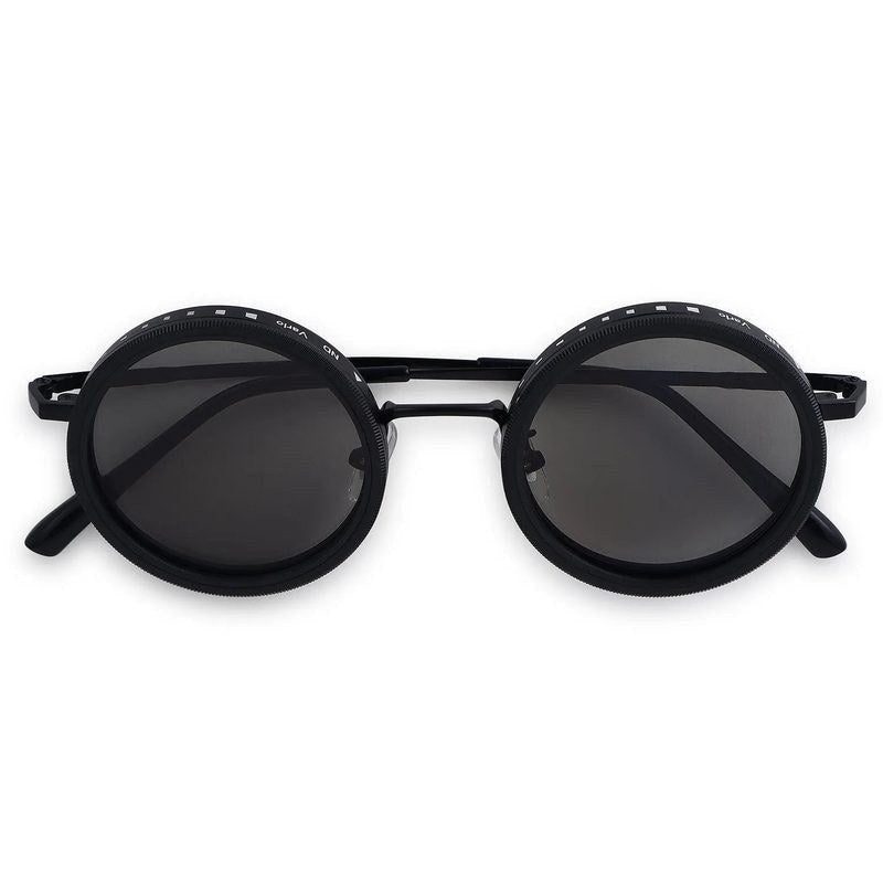 APERTURE SB Black Large Full Rim Round Sunglasses for Men & Women — Hashtag Eyewears