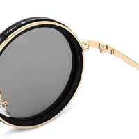 APERTURE SB Golden & Black Large Full Rim Round Sunglasses for Men & Women — Hashtag Eyewears