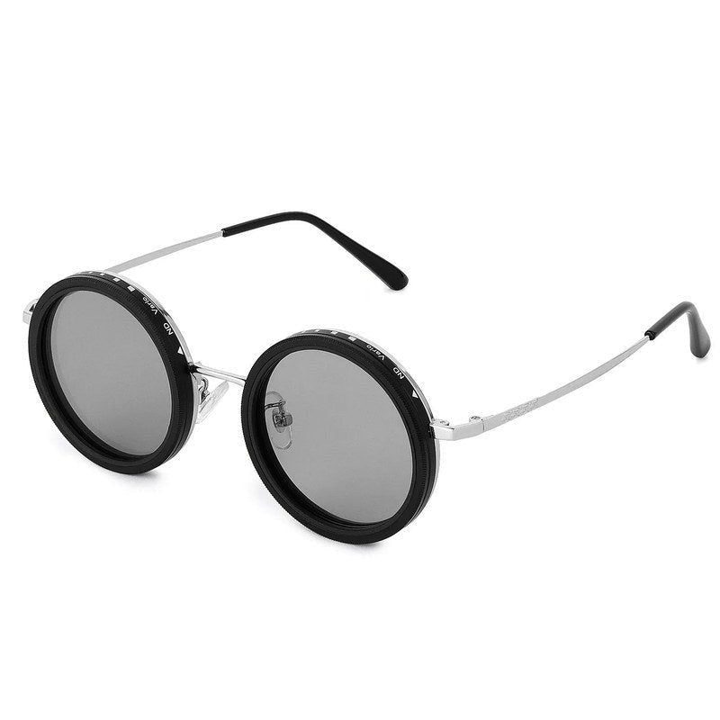 APERTURE SB Silver & Black Large Full Rim Round Sunglasses for Men & Women — Hashtag Eyewears
