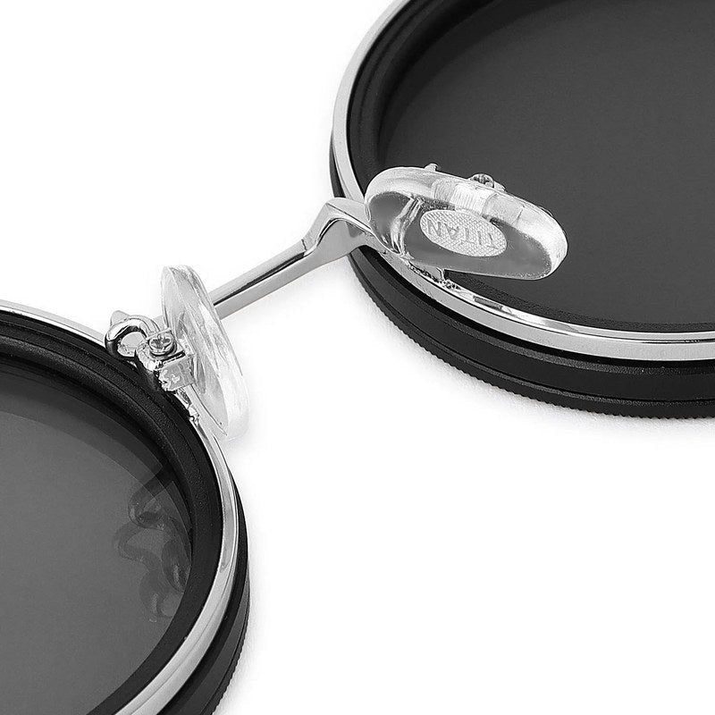APERTURE SB Silver & Black Large Full Rim Round Sunglasses for Men & Women — Hashtag Eyewears