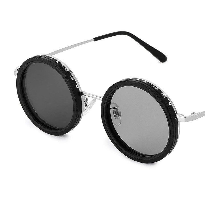 APERTURE SB Silver & Black Large Full Rim Round Sunglasses for Men & Women — Hashtag Eyewears