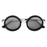 APERTURE Silver & Black Large Full Rim Round Sunglasses for Men & Women — Hashtag Eyewears