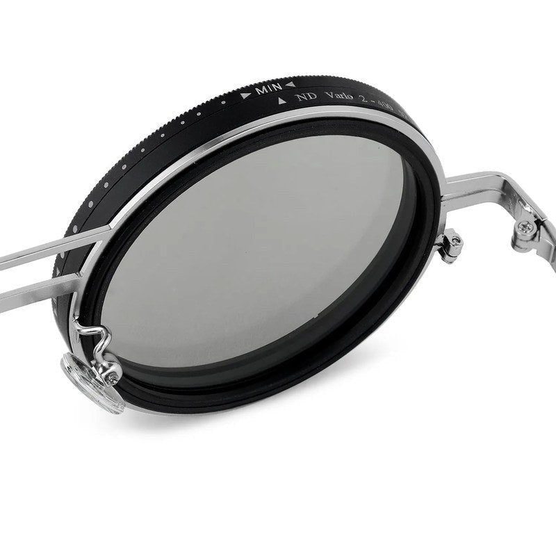 APERTURE Silver & Black Large Full Rim Round Sunglasses for Men & Women — Hashtag Eyewears