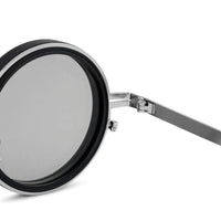 APERTURE Silver & Black Large Full Rim Round Sunglasses for Men & Women — Hashtag Eyewears