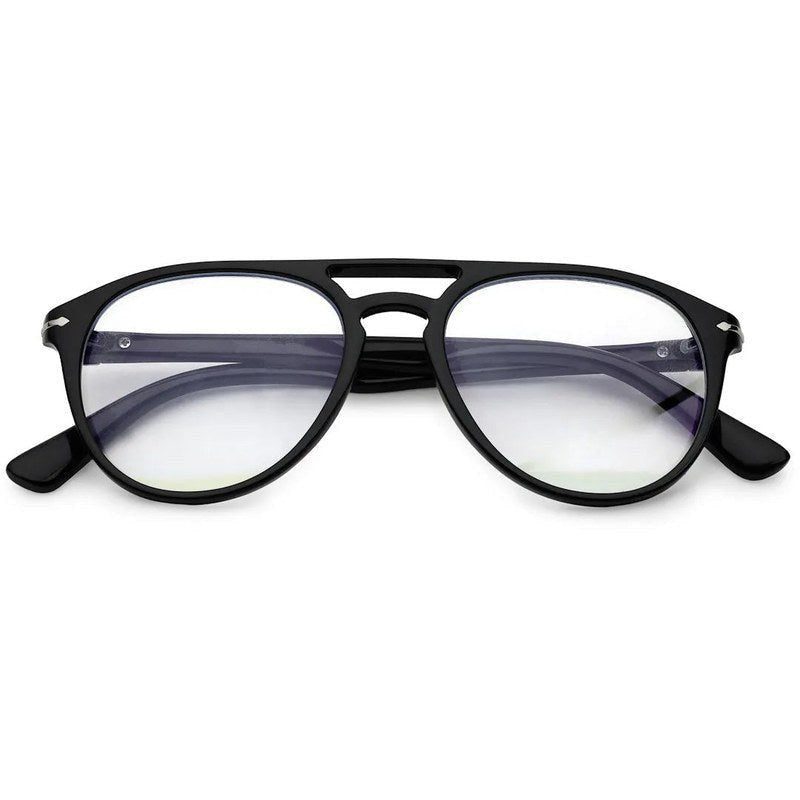 Arcane Black Small Full Rim Aviator with Lock Side Hinges Computer Glasses for Men & Women — Hashtag Eyewears