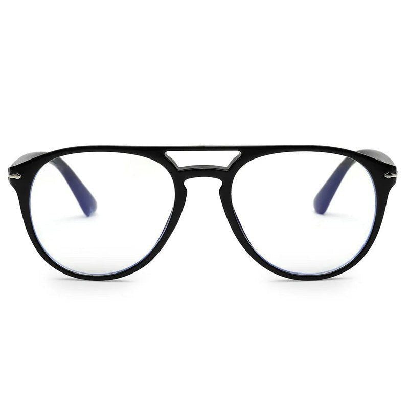Arcane Black Small Full Rim Aviator with Lock Side Hinges Computer Glasses for Men & Women — Hashtag Eyewears