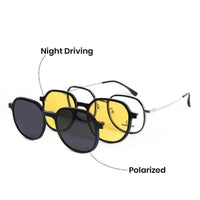 Arctic Silver and Black Medium Full Rim Oval Clip-on for Men & Women — Hashtag Eyewears