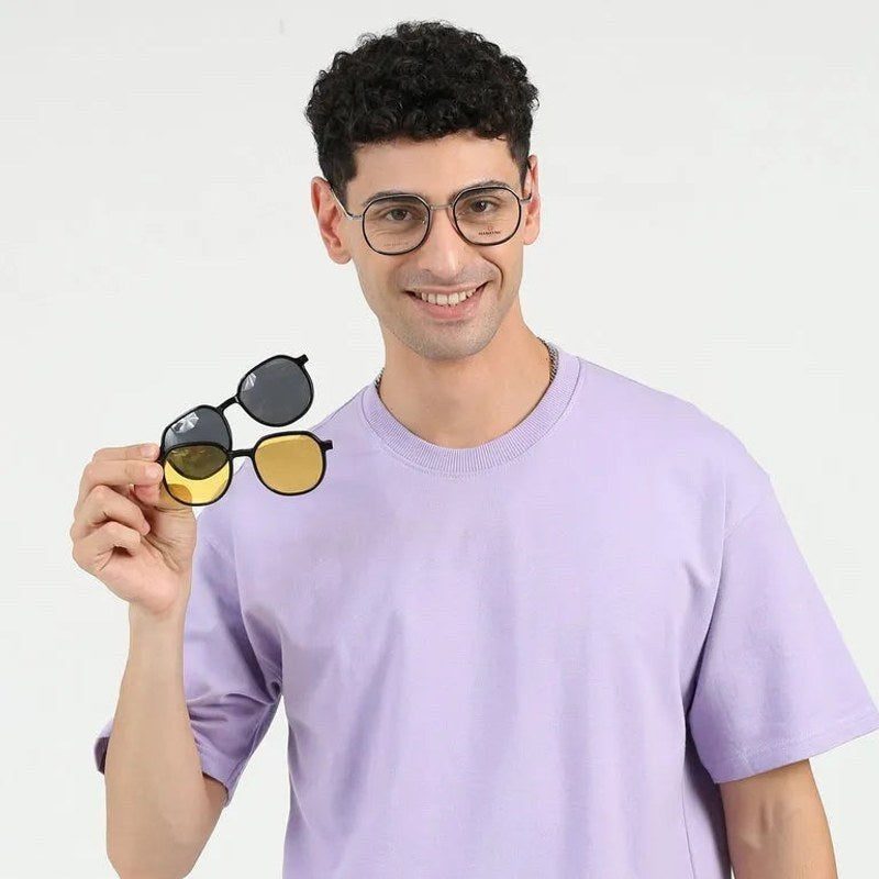 Arctic | Silver and Black Medium Full Rim Oval Clip-on for Men & Women [Clip-on]