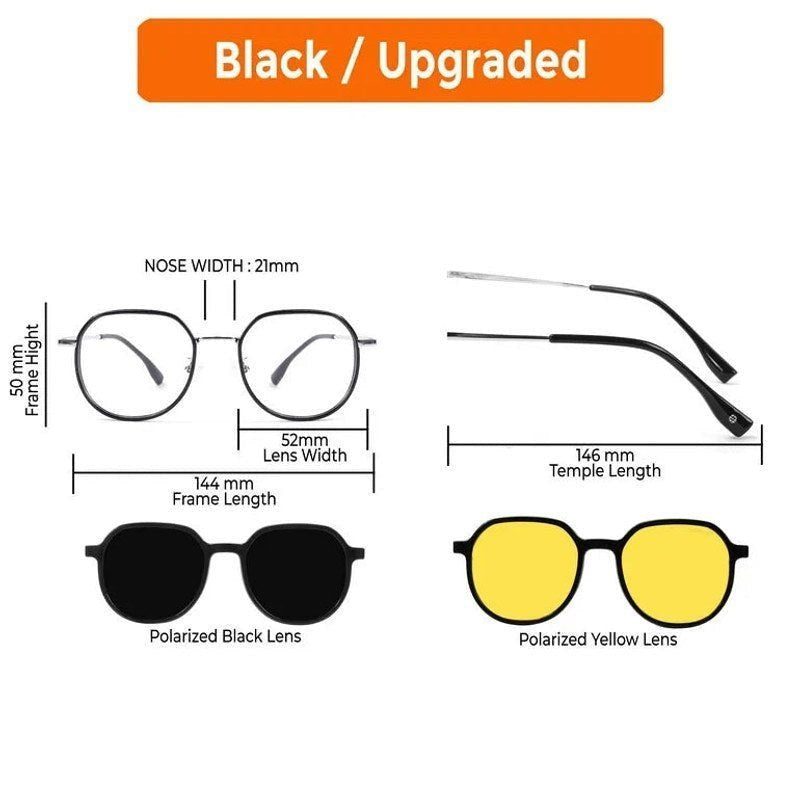 Arctic | Silver and Black Medium Full Rim Oval Clip-on for Men & Women [Clip-on]