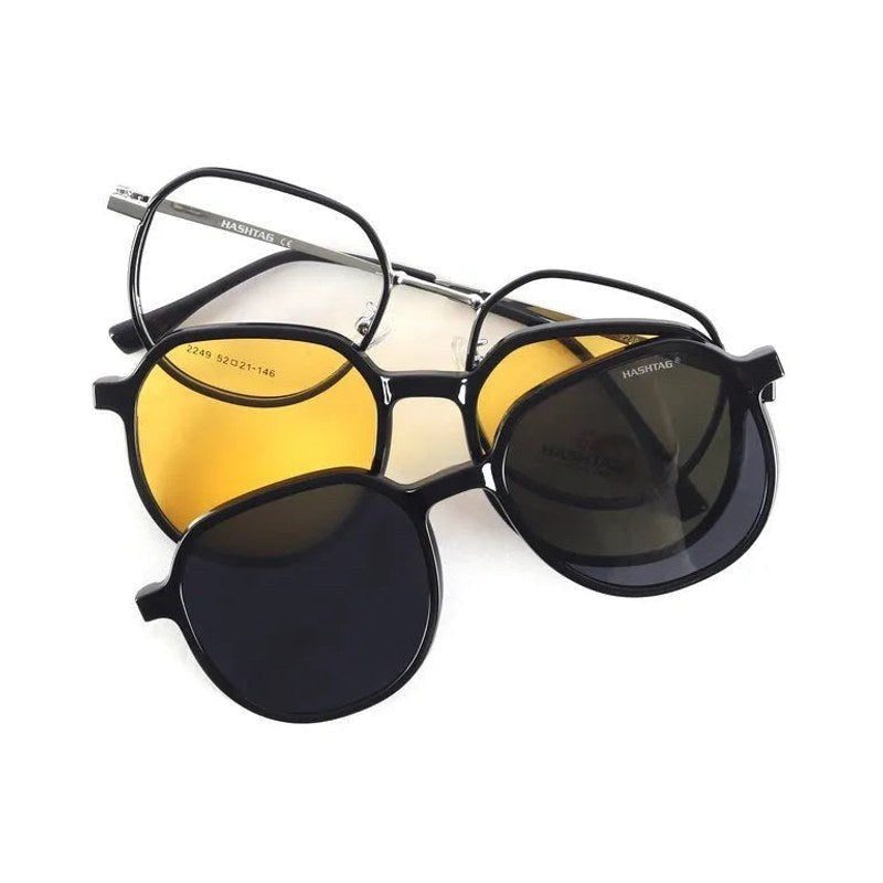 Arctic | Silver and Black Medium Full Rim Oval Clip-on for Men & Women [Clip-on]