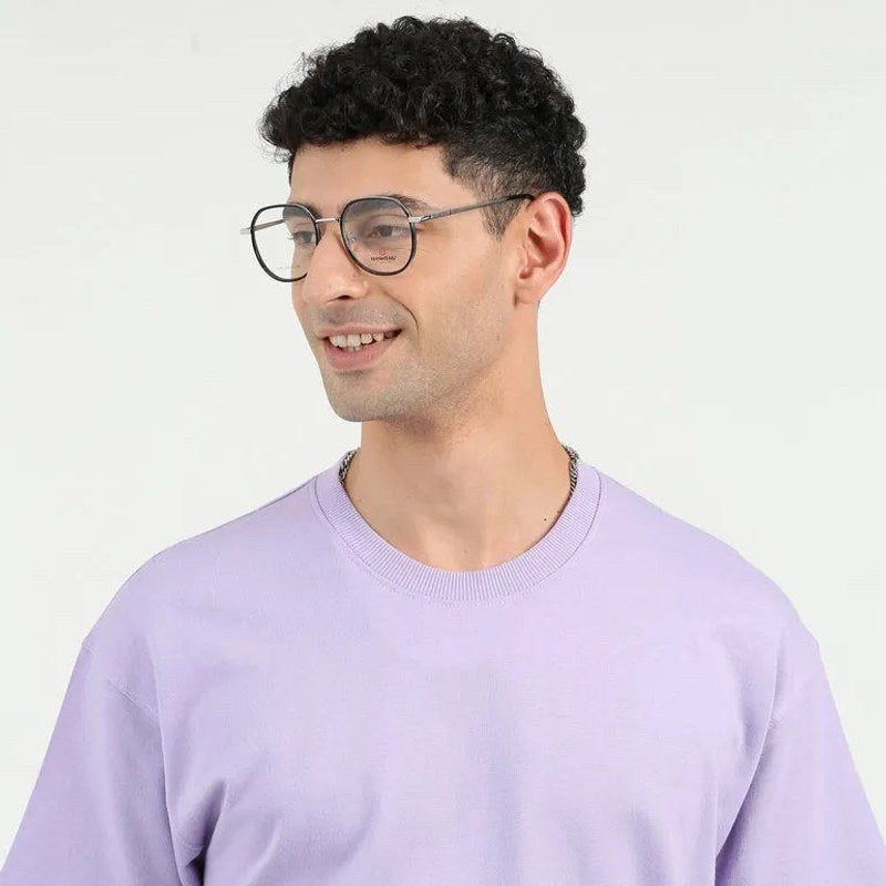 Arctic Silver and Black Medium Full Rim Oval Clip-on for Men & Women — Hashtag Eyewears