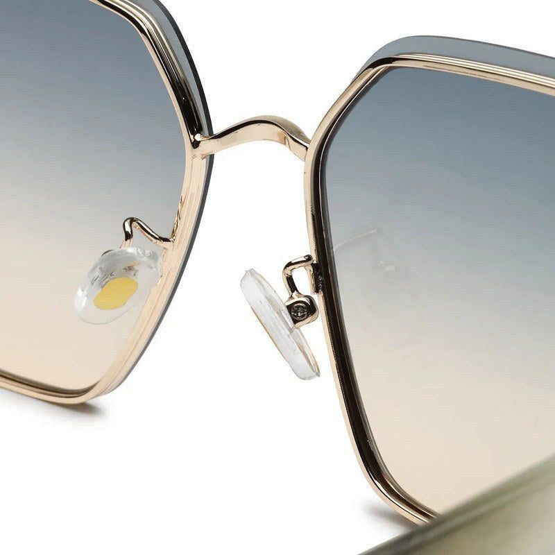 Arion Gradient Brown & Blue Oversized Full Rim Hexagonal Sunglasses for Women — Hashtag Eyewears