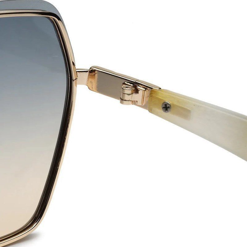 Arion Gradient Brown & Blue Oversized Full Rim Hexagonal Sunglasses for Women — Hashtag Eyewears