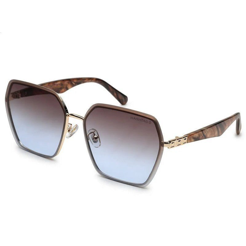 Arion Gradient Brown & Pink Oversized Full Rim Hexagonal Sunglasses for Women — Hashtag Eyewears