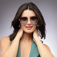 Arion Gradient Brown & Pink Oversized Full Rim Hexagonal Sunglasses for Women — Hashtag Eyewears