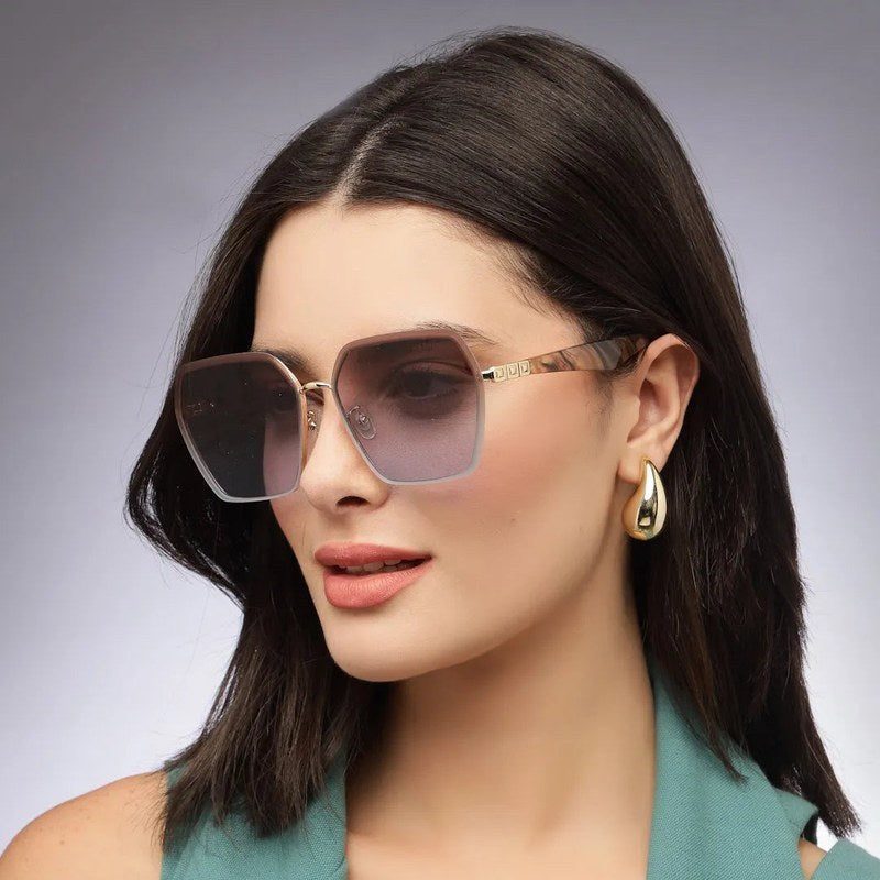Arion Gradient Brown & Pink Oversized Full Rim Hexagonal Sunglasses for Women — Hashtag Eyewears