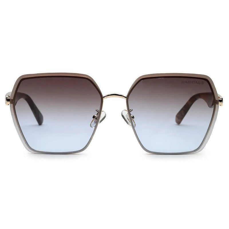 Arion Gradient Brown & Pink Oversized Full Rim Hexagonal Sunglasses for Women — Hashtag Eyewears