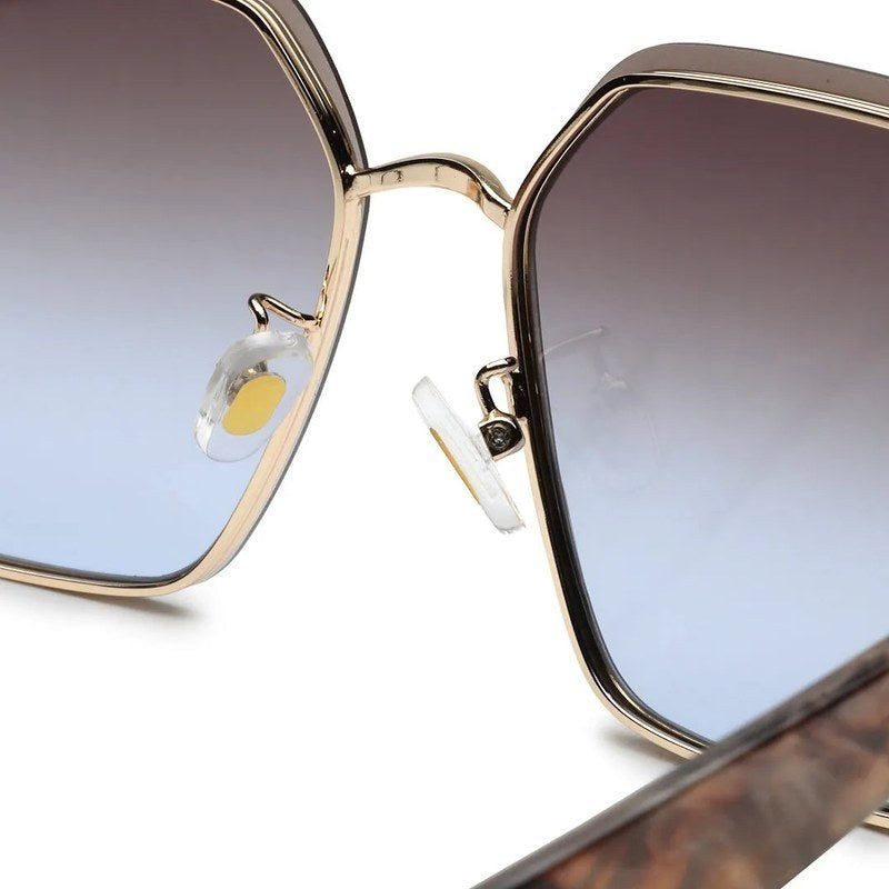 Arion Gradient Brown & Pink Oversized Full Rim Hexagonal Sunglasses for Women — Hashtag Eyewears