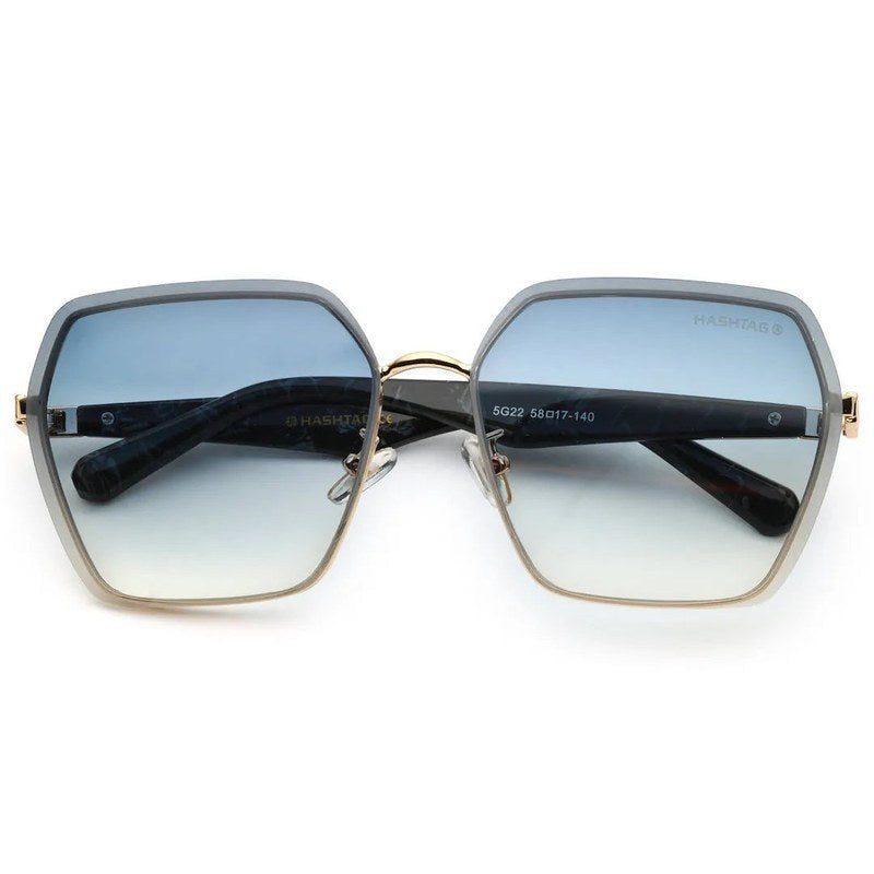 Arion Gradient Grey Oversized Full Rim Hexagonal Sunglasses for Women — Hashtag Eyewears