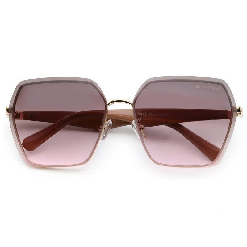 Arion Gradient Grey & Pink Oversized Full Rim Hexagonal Sunglasses for Women — Hashtag Eyewears