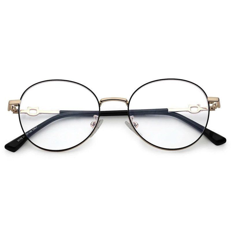 Astrid Golden & Black Medium Full Rim Oval Computer Glasses for Men & Women — Hashtag Eyewears
