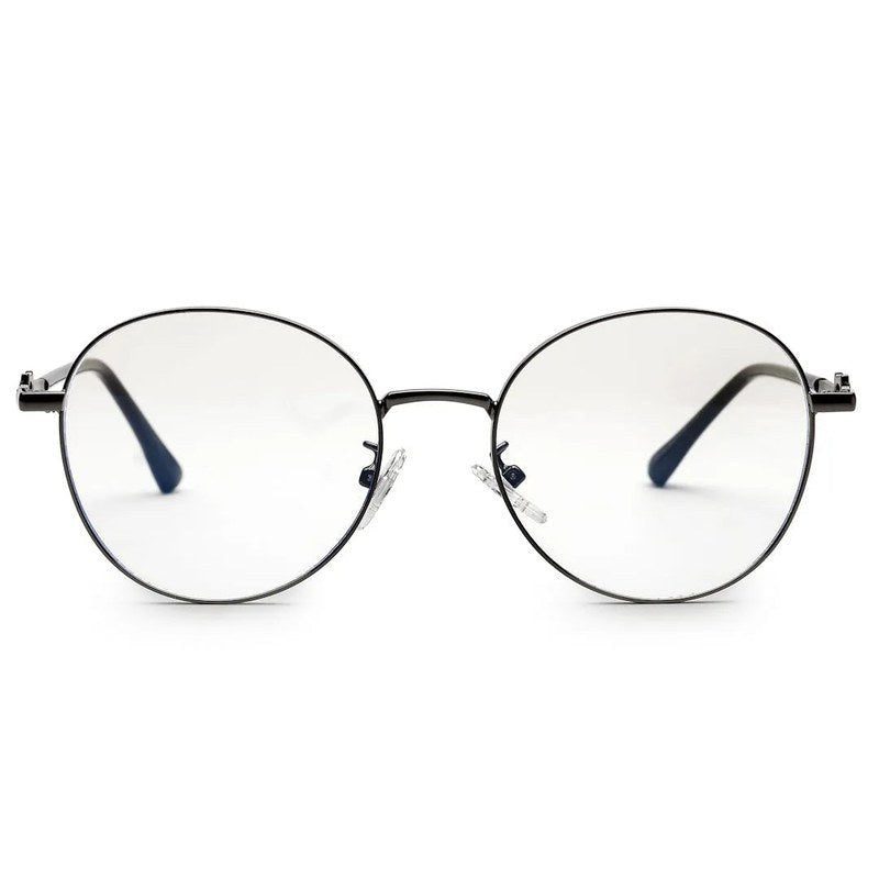 Astrid Silver & Black Medium Full Rim Oval Computer Glasses for Men & Women — Hashtag Eyewears