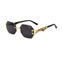 Astrolis | Black Medium Rim Less Hexagonal Sunglasses for Men [UV-protected]
