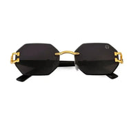 Astrolis | Black Medium Rim Less Hexagonal Sunglasses for Men [UV-protected]
