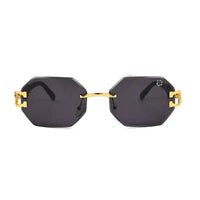 Astrolis | Black Medium Rim Less Hexagonal Sunglasses for Men [UV-protected]