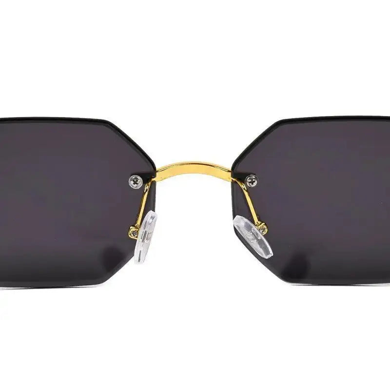 Astrolis | Black Medium Rim Less Hexagonal Sunglasses for Men [UV-protected]