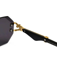 Astrolis | Black Medium Rim Less Hexagonal Sunglasses for Men [UV-protected]